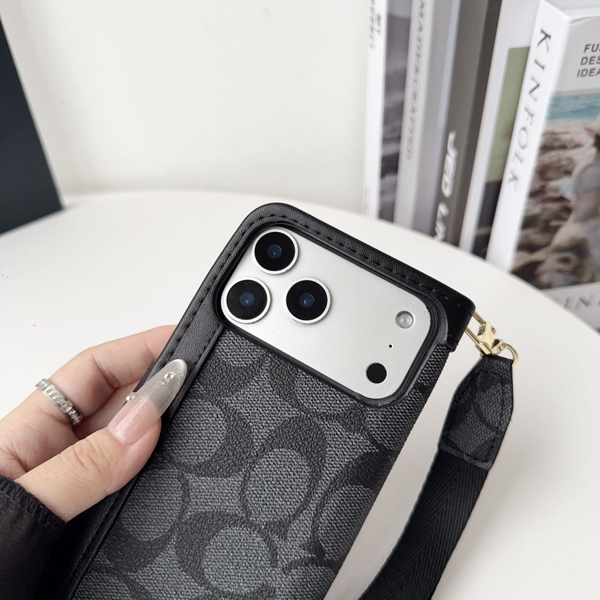Luxury Fold Wallet Case with Wrist Strap - iPhone 12-18 Pro & Pro Max