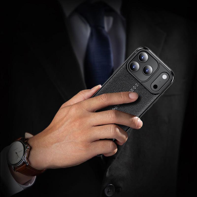 Litchi Texture Shockproof TPU Phone Case For iPhone 17 / 16 / 15 / 14