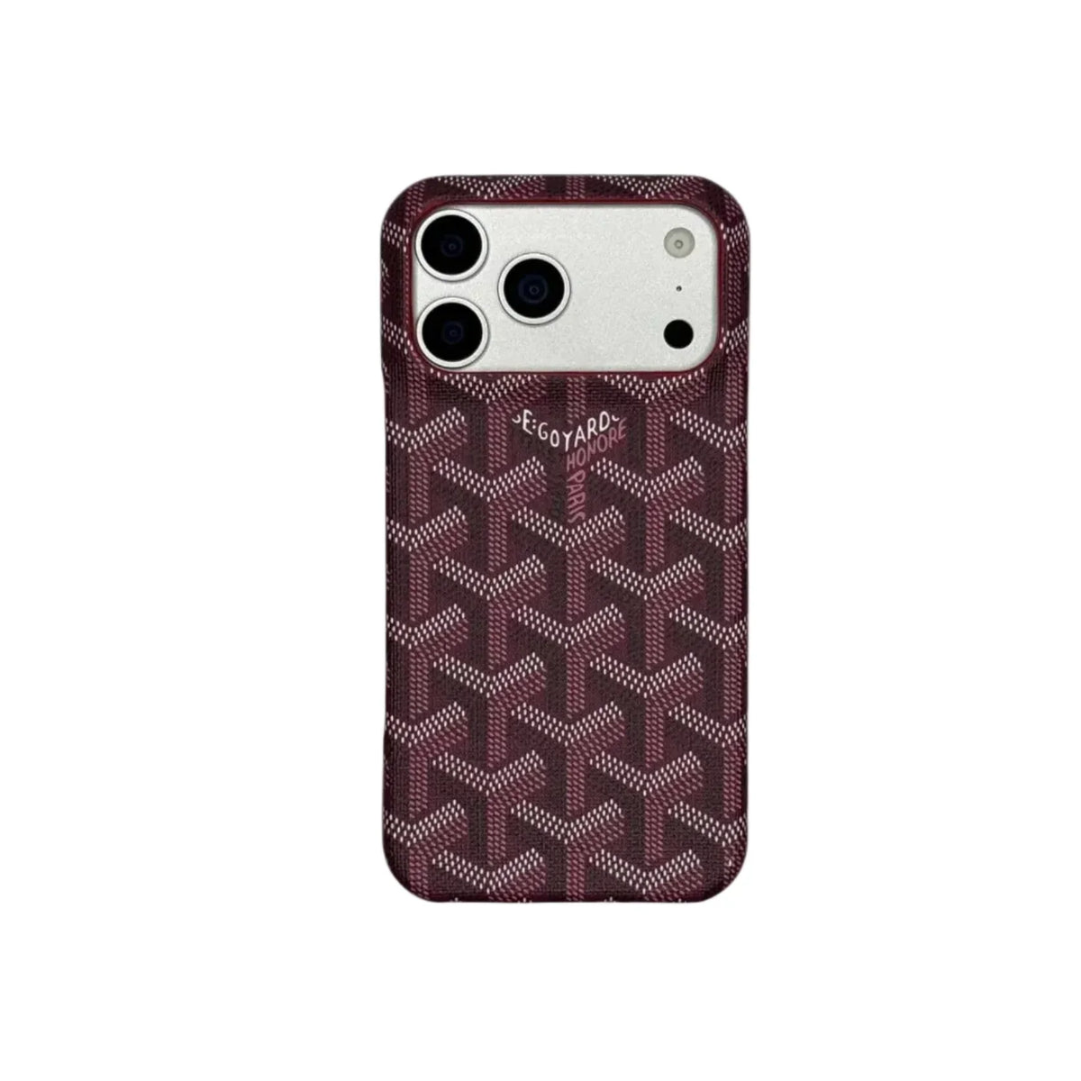 GYD Vintage Monogram Burgundy Case for iPhone 12-18 Pro & Pro Max