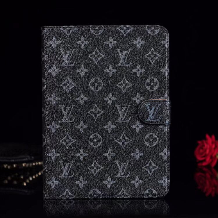 Luxury Canvas Monogram Leather Fresh Summer Theme Pattern Apple iPad case Black theroxymob