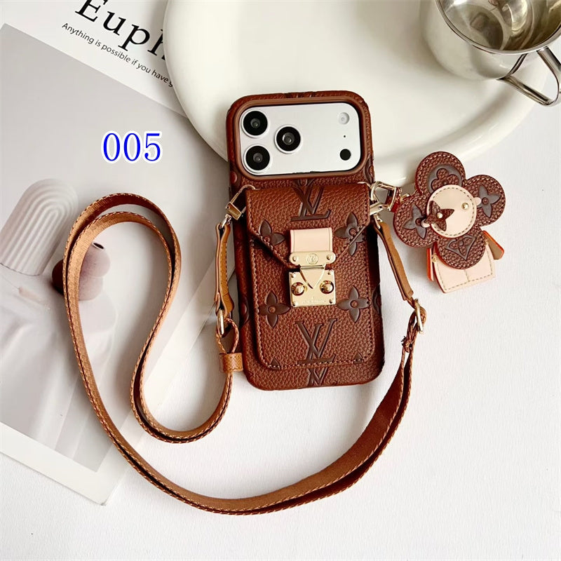 Luxury Monogram Crossbody iPhone Case with Detachable Wallet for iPhone 12-18 Pro & Pro Max