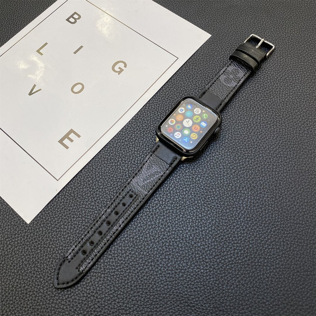 APPLE WATCH GENUINE LEATHER STRAP STITCHING MONOGRAM LEATHER Roxy New 2