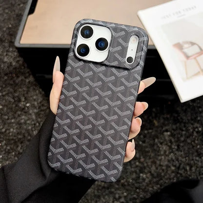 GYD Chevron Pattern Textured Leather Case for iPhone 13-18 Pro & Pro Max
