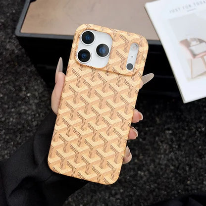 GYD Chevron Pattern Textured Leather Case for iPhone 13-18 Pro & Pro Max