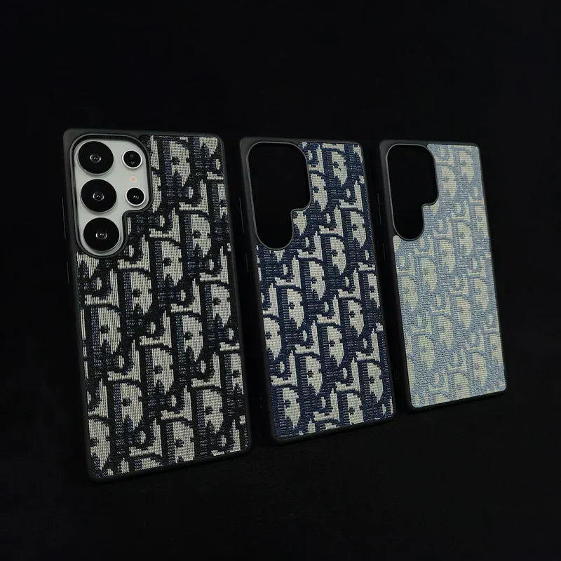 Dior-Inspired Oblique Jacquard Case for Samsung Galaxy S21-S26 Series