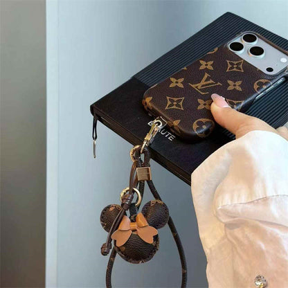 Luxury Monogram Case with Bow Charm & Wrist Lanyard 12-18 Pro & Pro Max