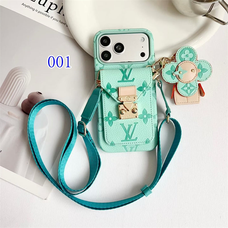 Luxury Monogram Crossbody iPhone Case with Detachable Wallet for iPhone 12-18 Pro & Pro Max