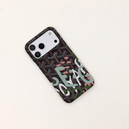 GYD Vintage Monogram Teal Graffiti Case for iPhone 12-18 Pro & Pro Max