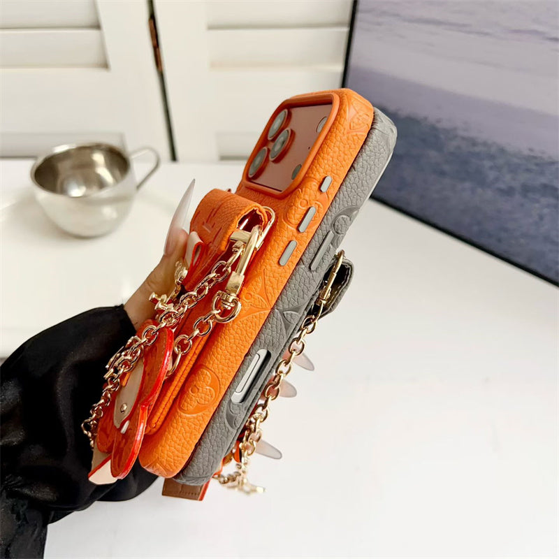 Luxury Monogram Crossbody iPhone Case with Detachable Wallet for iPhone 12-18 Pro & Pro Max