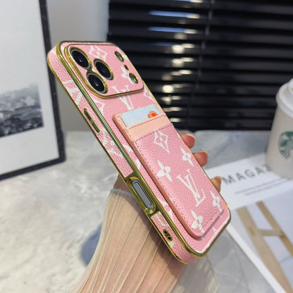 Lv Luxury Phone Case with Card Holder For iPhone 12-18 Pro & Pro Max