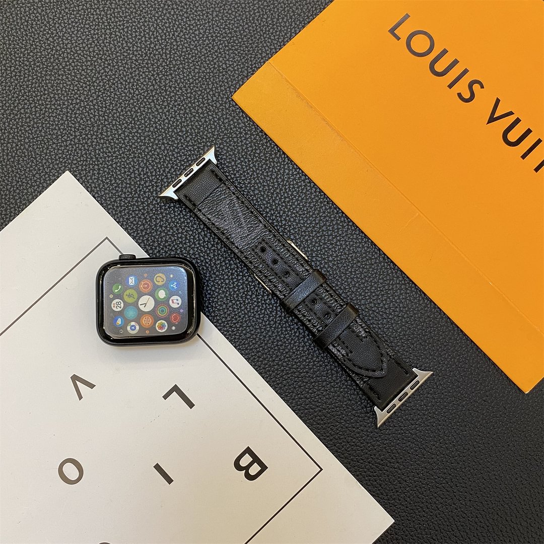 APPLE WATCH GENUINE LEATHER STRAP STITCHING MONOGRAM LEATHER Roxy New 2