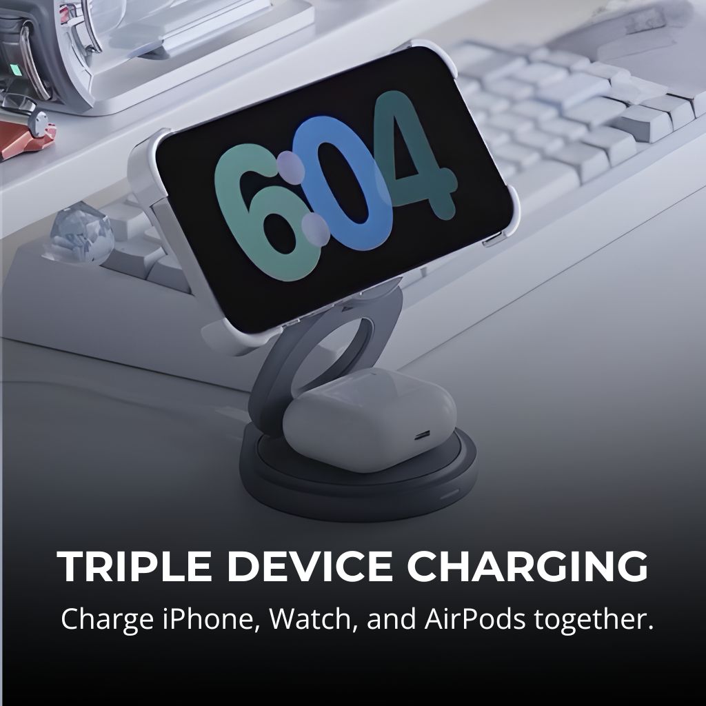 3-in-1 Foldable 25W Qi2 Magnetic Wireless Charging Station