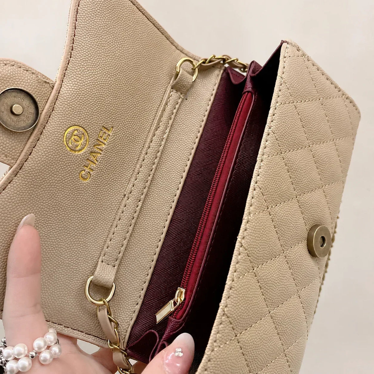 Luxury Leather Chanel Crossbody Phone Bag