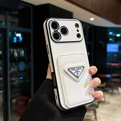 Luxury Plaque Leather Triangle Case - iPhone 12-18 Pro & Pro Max