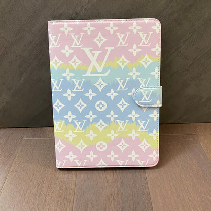 Luxury Canvas Monogram Leather Fresh Summer Theme Pattern Apple iPad case Black theroxymob