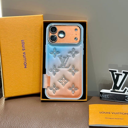 Gradient Crystal Monogram Phone Case For iPhone 13-18 Pro & Pro Max