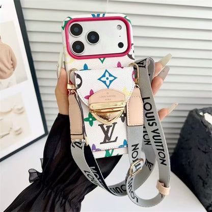 LV Luxury Phone Case with Strape For iPhone 13-18 Pro & Pro Max