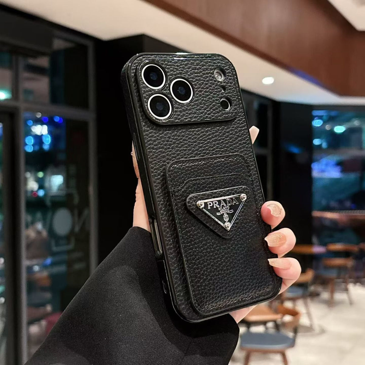 Luxury Plaque Leather Triangle Case - iPhone 12-18 Pro & Pro Max