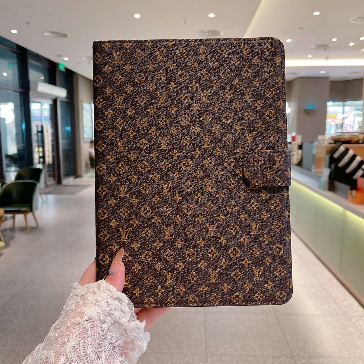 Elegant Monogram Canvas Flip Cover Apple iPad Protective Leather Case theroxymob