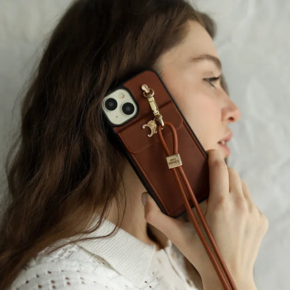 CLASSIC CASE SINGLE CROSSBODY BROWN FOR IPHONE 12-18 Pro & Pro Max