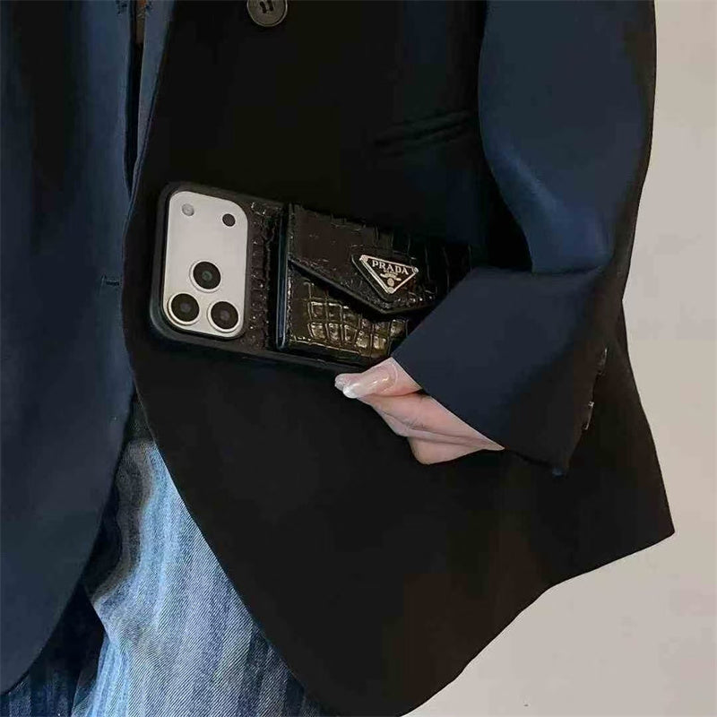 Elegant Wallet Card Slot Triangle Case - iPhone 12-18 Pro & Pro Max