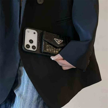Elegant Wallet Card Slot Triangle Case - iPhone 12-18 Pro & Pro Max