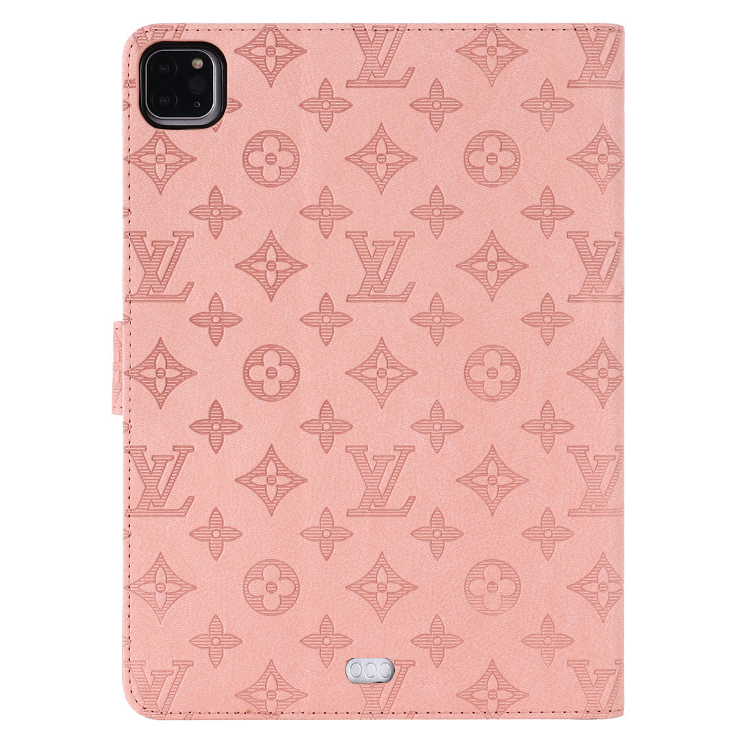 3D Embossed Canvas Monogram Holster Apple iPad Flip Cover With Stand Function theroxymob