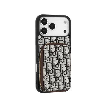 Blue Dior Case with Pouch Wallet - iPhone 12-18 Pro & Pro Max