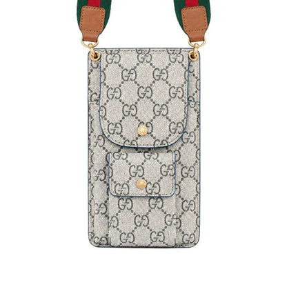 Luxury Gucci Monogram Multi-Pocket Crossbody Phone Bag