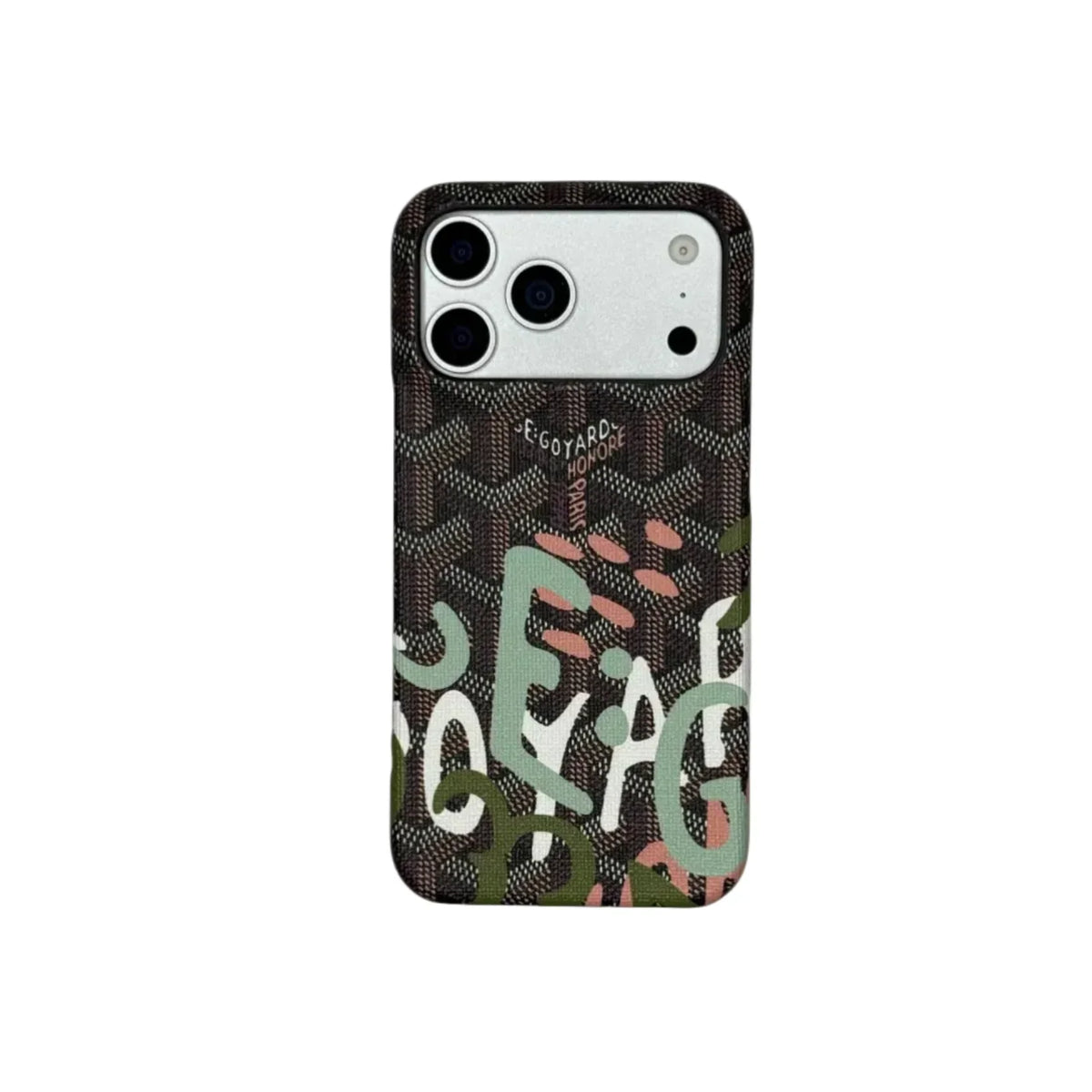 GYD Vintage Monogram Teal Graffiti Case for iPhone 12-18 Pro & Pro Max