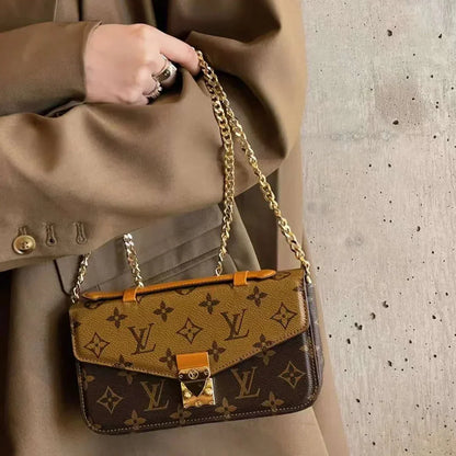 Monogram Canvas Bag Hand Held Crossbody Chain Mobile Phone Roxy New
