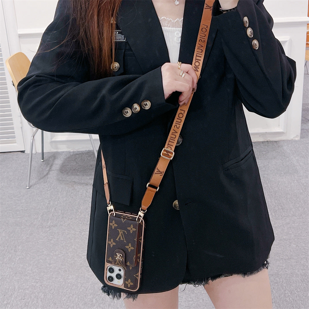 LUXURY ELECTROPLATING MONOGRAM CARD HOLDER CROSSBODY IPHONE CASE theroxymob