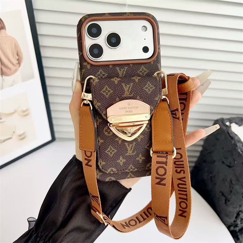LV Luxury Phone Case with Strape For iPhone 13-18 Pro & Pro Max