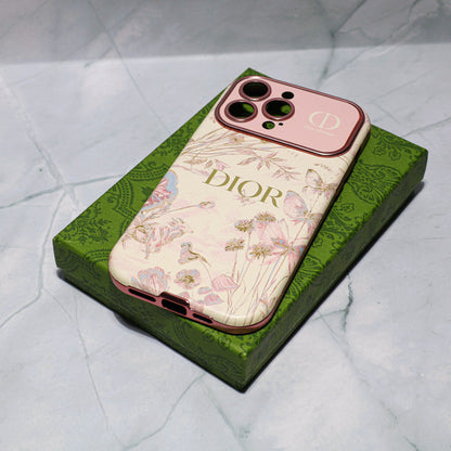 Beige Floral Dior Luxury Case - iPhone 13-18 Pro & Pro Max