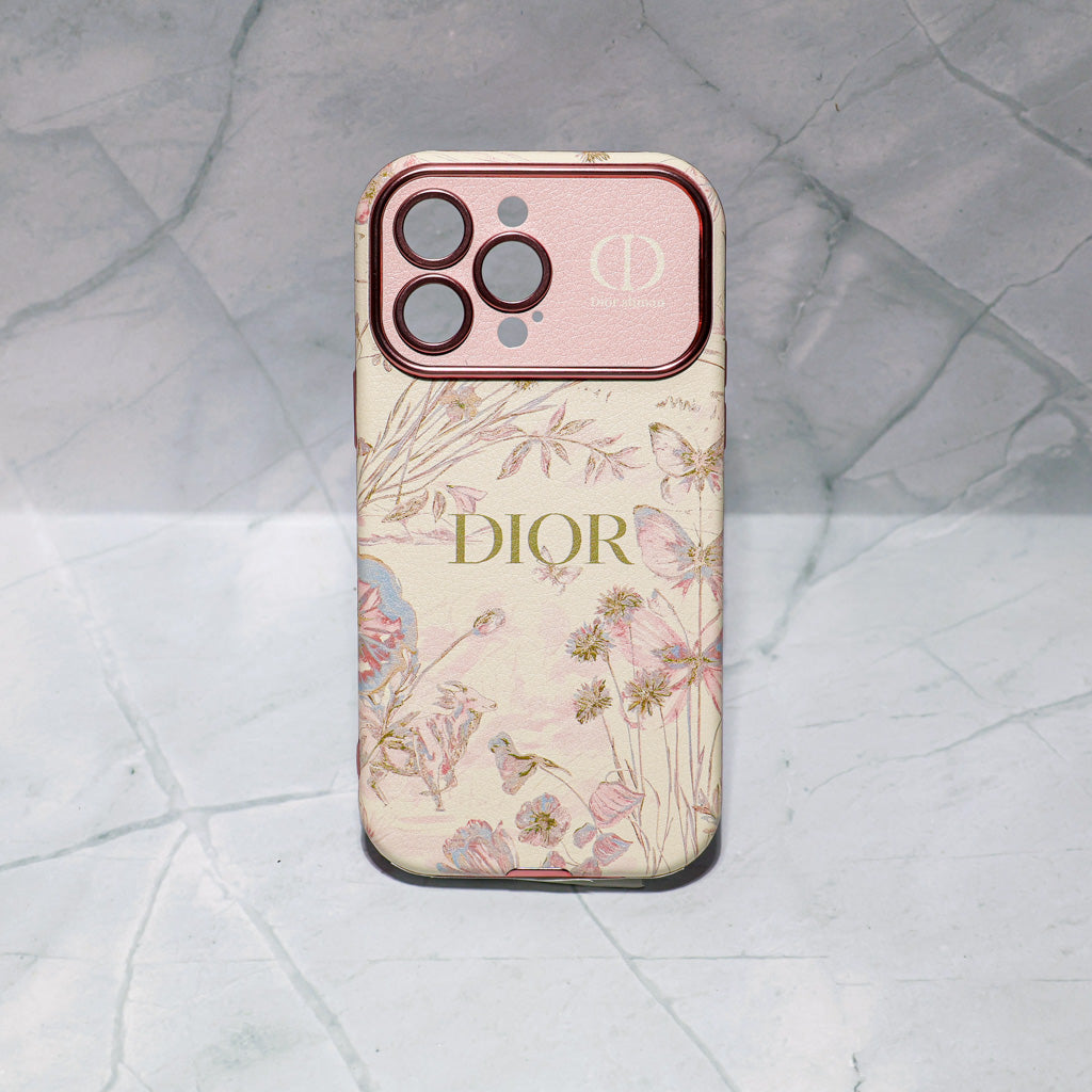 Beige Floral Dior Luxury Case - iPhone 13-18 Pro & Pro Max