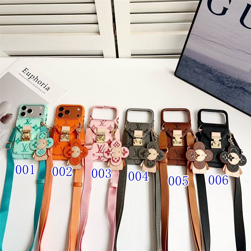 Luxury Monogram Crossbody iPhone Case with Detachable Wallet for iPhone 12-18 Pro & Pro Max