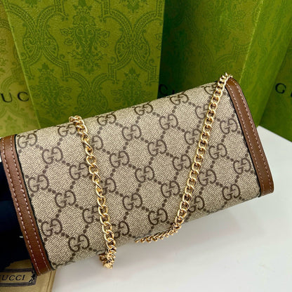 GUCCI Saddle Buckle Crossbody Wallet on Chain