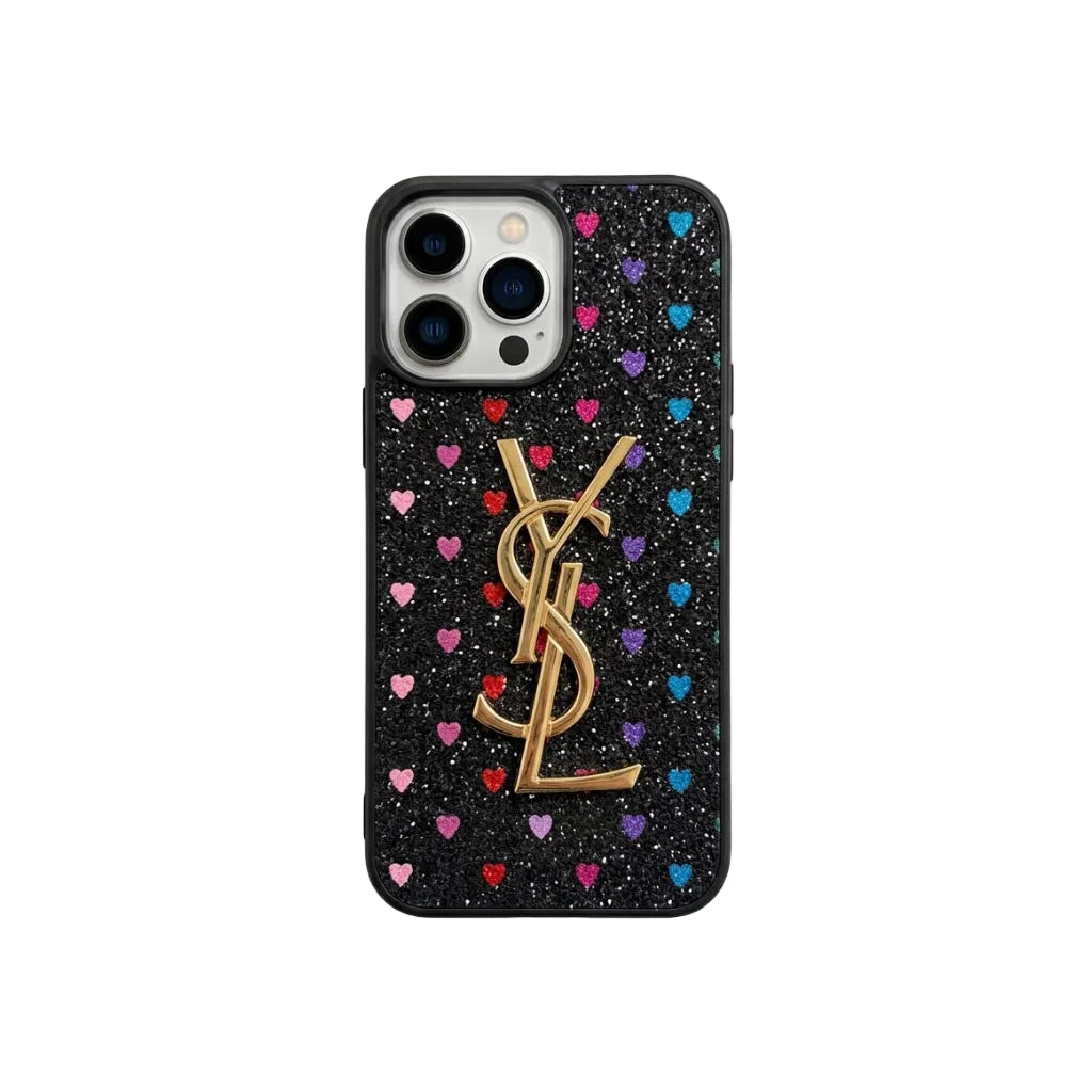 Electroplated Monogram Label Shiny Phone Case for iPhone 12-18 Pro & Pro Max