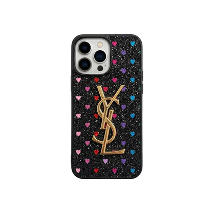 Electroplated Monogram Label Shiny Phone Case for iPhone 12-18 Pro & Pro Max