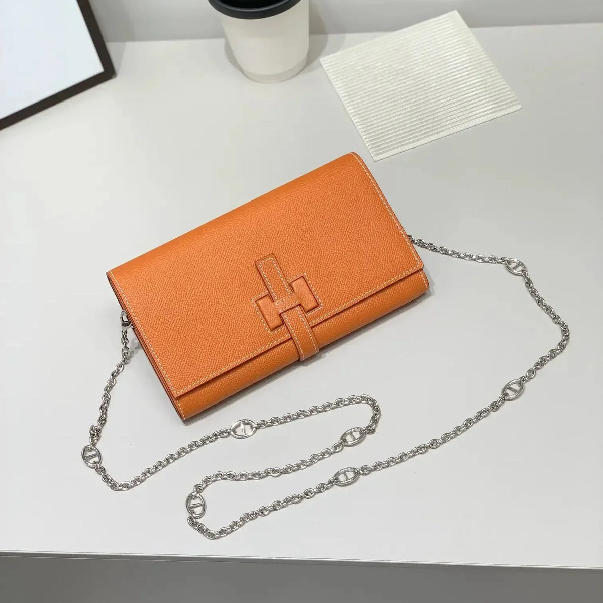 Luxury Hermes Wallet with Chain