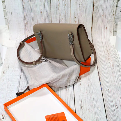 Luxury Hermes Calfskin Leather Crossbody Snap Bag