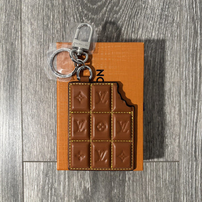 Chocolate Candy Bar LV Purse Charm Leather Keychain Wristlet theroxymob