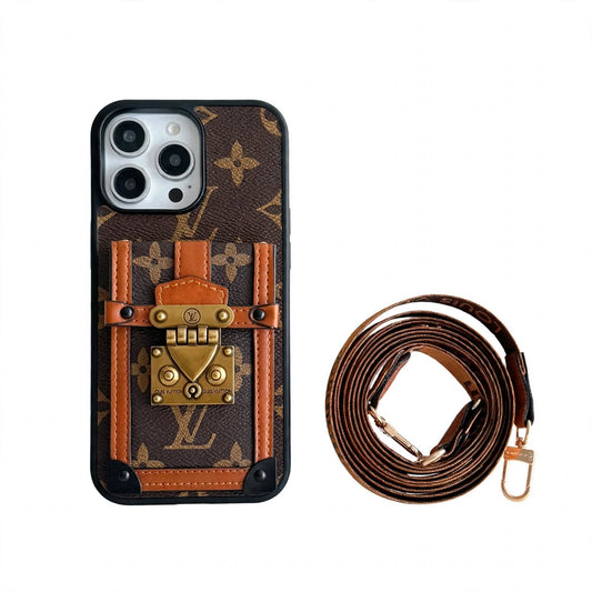 Canvas Leather Wallet Card Holder Crossbody iPhone Case 12-18 Pro & Pro Max