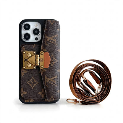 LUXURY LOCK CARD BAG CROSSBODY CHAIN IPHONE CASE