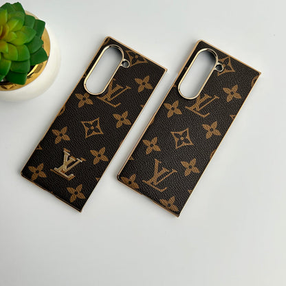 Samsung Galaxy Z Fold 6 Luxury Gold Plated Leather Case Roxy New