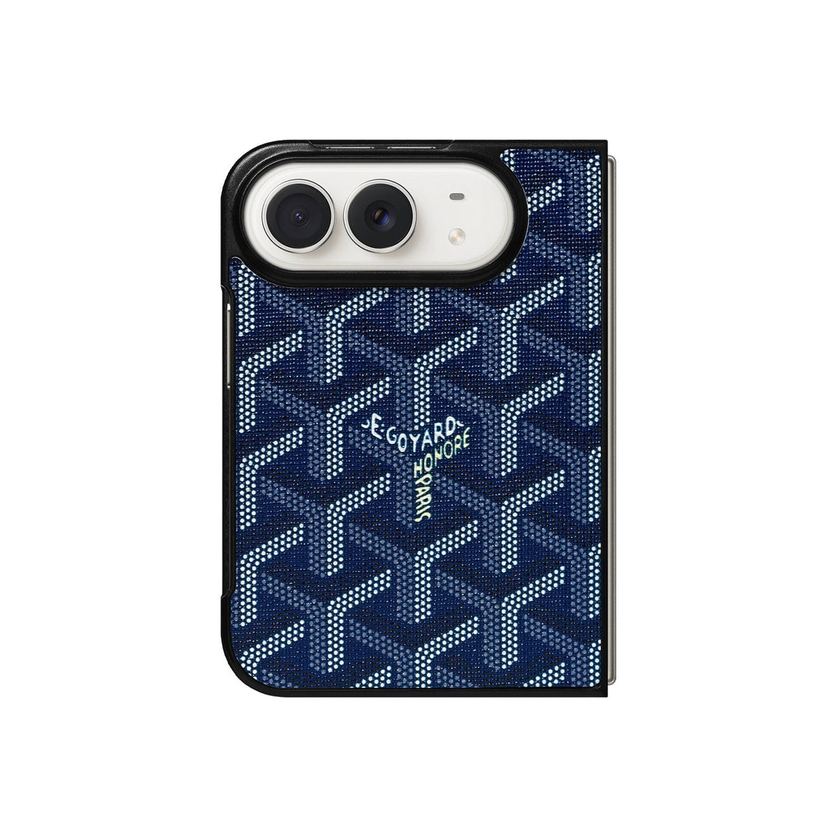Luxury GYD Monogram Case Logo Blue for iPhone Duo