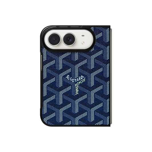 Luxury GYD Monogram Case Logo Blue for iPhone Duo