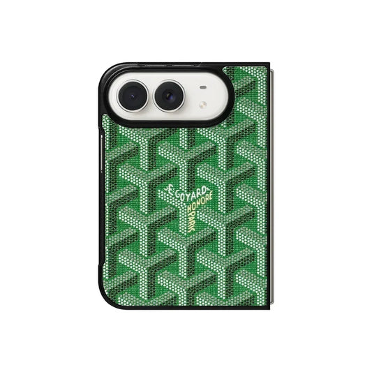 Luxury GYD Monogram Case Logo Green for iPhone Duo