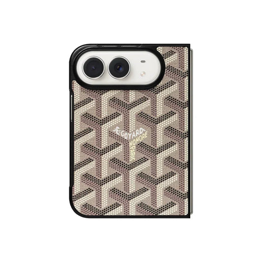 Luxury GYD Monogram Case Logo Beige for iPhone Duo