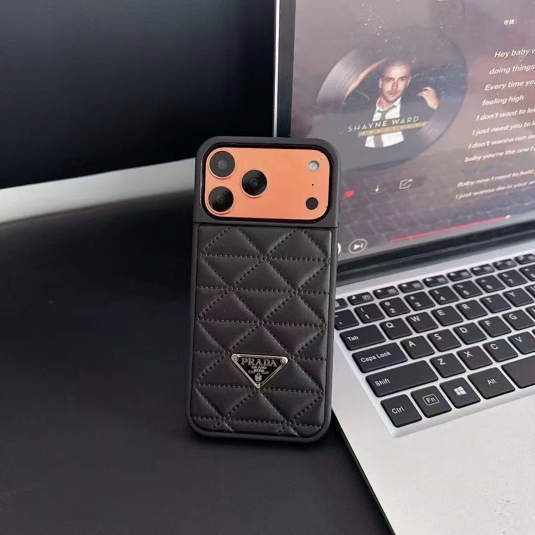 Luxury Quilted Triangle Logo Case - iPhone 12-18 Pro & Pro Max